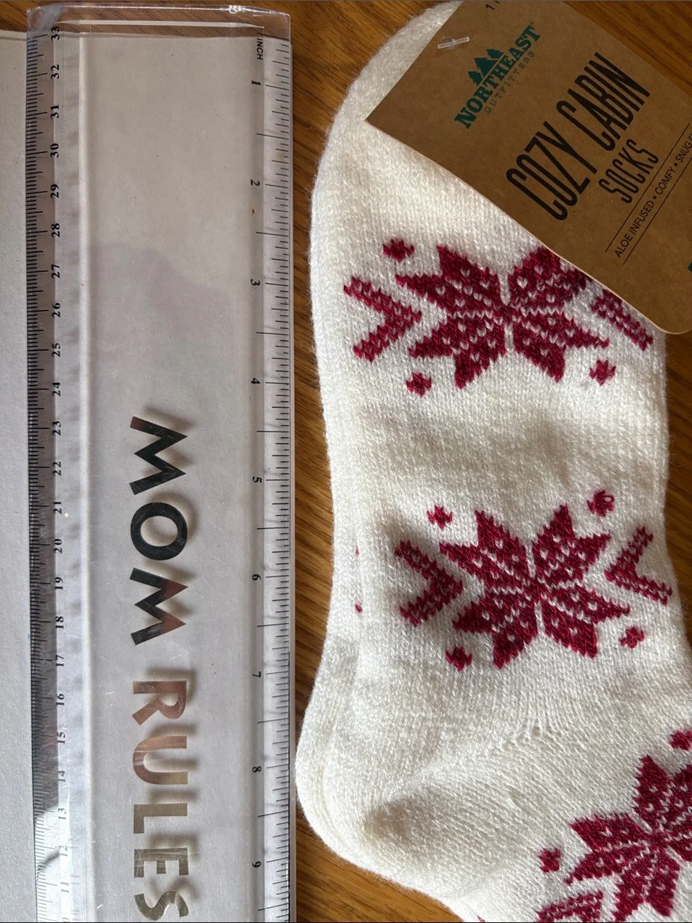 Two pair of Cozy Cabin Holiday Crew Socks by North + East - Red & Green (Adult)